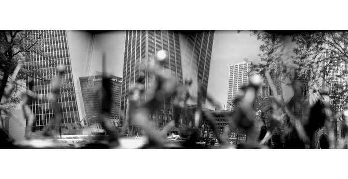 Twin Towers, 1999. Toy Camera, B&W Film, Silver Gelatin Print, 20x40