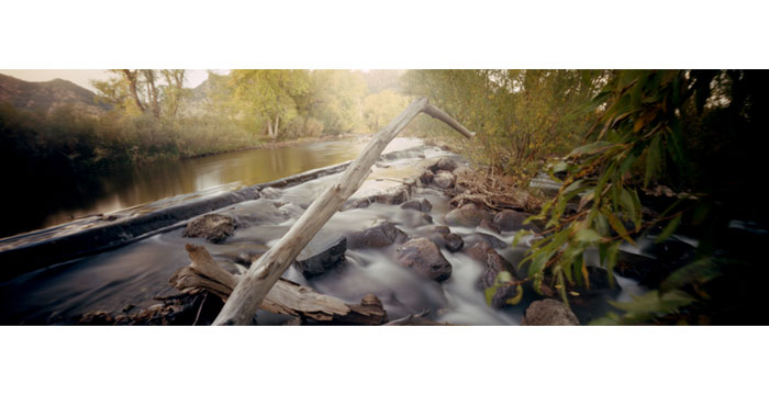 South Boulder Creek, 2008. Pinhole Camera, Color Film, Pigment Inkjet Print, 12x36