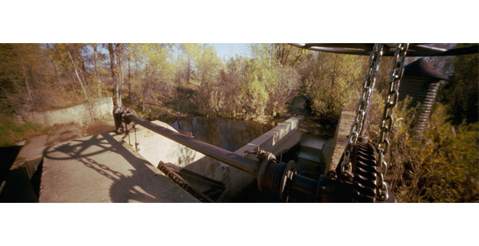 Shadow of the Wheel, 2010. Pinhole Camera, Color Film, Pigment Inkjet Print,
12x36